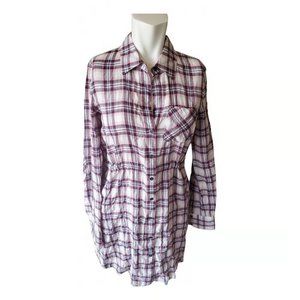 Theory purple Plaid Cotton Shirtdress/Tunic XS/S